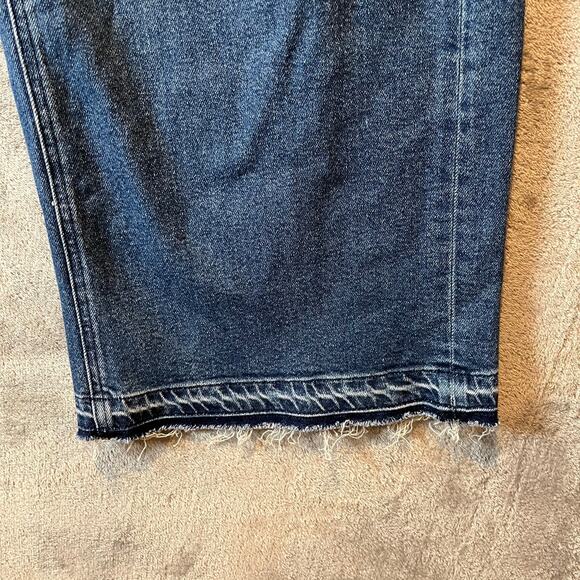 AYR The Must Super Wide Leg High Rise Jeans Dark Wash Size 30 Raw Hem Distressed - Picture 4 of 10